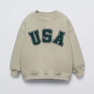 Zara Light Light Olive Green “USA” Sweatshirt
